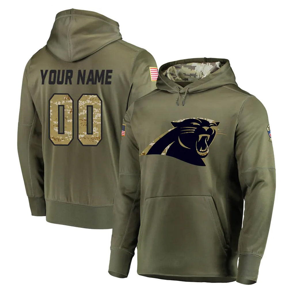 tocy Custom C.Panthers Olive Salute to Service Hoodies Any Name & Numbers Stitched Jerseys