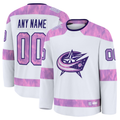 Tocy Custom CB.Jackets White 2024 Hockey Fights Cancer Practice Jersey
