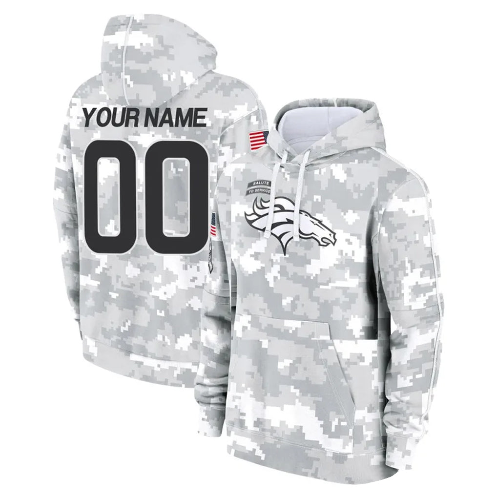 tocy Custom D.Broncos Arctic Camo Salute to Service Hoodies Limited Any Name & Numbers Stitched Jerseys