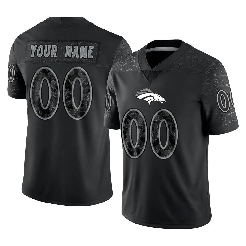 tocy Custom D.Broncos Black Reflective Limited Any Name & Numbers Stitched Jerseys