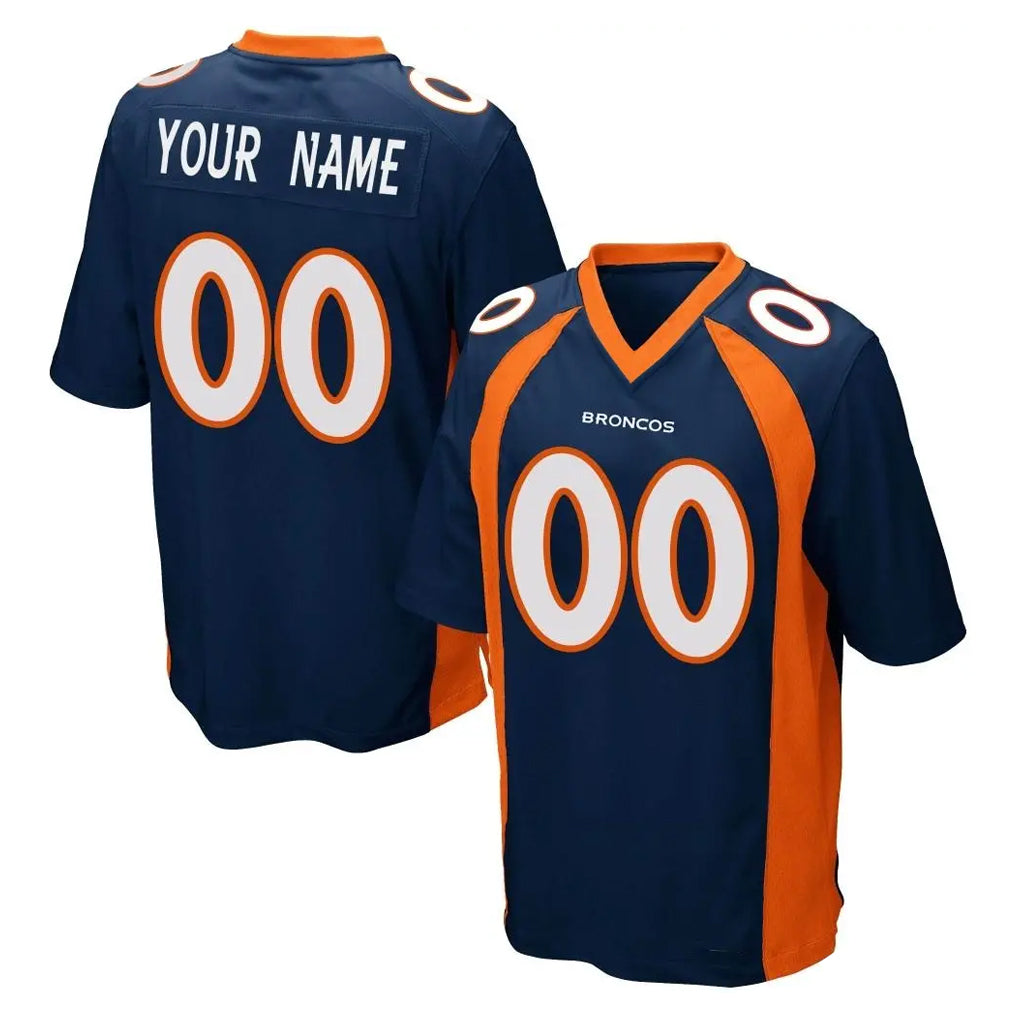 tocy Custom D.Broncos Navy Game Any Name & Numbers Stitched Jerseys