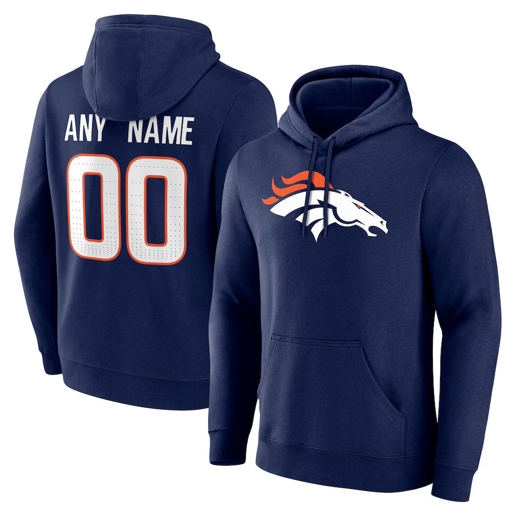 tocy Custom D.Broncos Navy Pullover Hoodie Limited Any Name & Numbers Stitched Jerseys