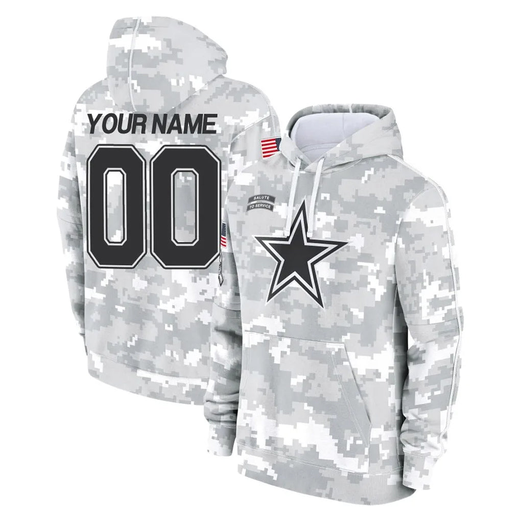 tocy Custom D.Cowboys Arctic Camo Salute to Service Hoodies Limited Game Any Name & Numbers Stitched Jerseys