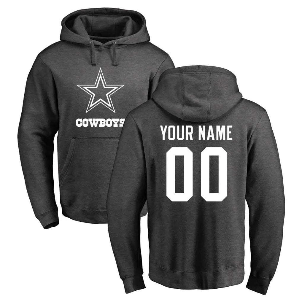 tocy Custom D.Cowboys Ash One Color Pullover Hoodie Limited Any Name & Numbers Stitched Jerseys