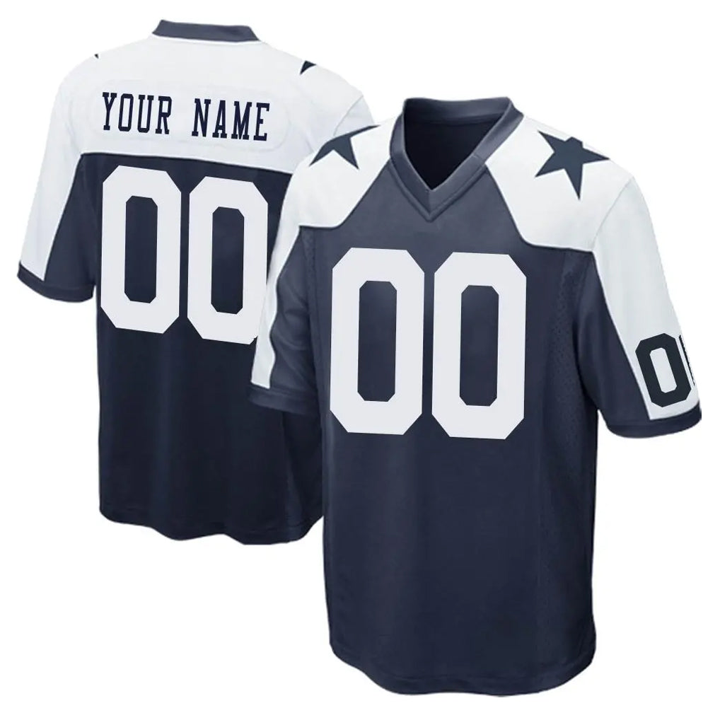 tocy Custom D.Cowboys Navy-White Alternate Home Game Any Name & Numbers Stitched Jerseys