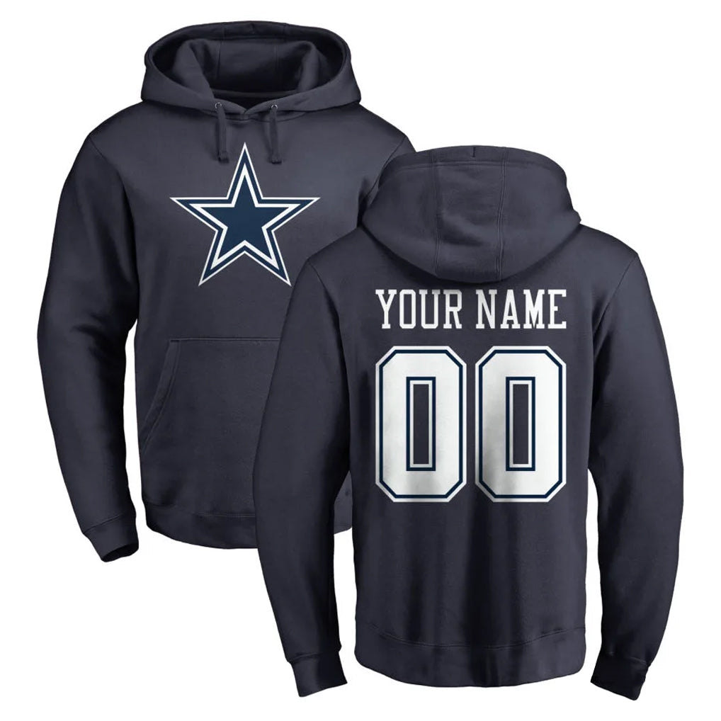 tocy Custom D.Cowboys Navy Pullover Hoodies Limited Any Name & Numbers Stitched Jerseys