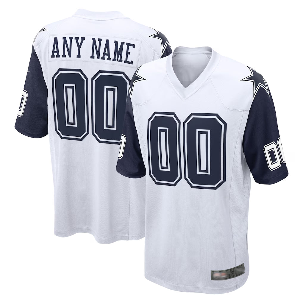 tocy Custom D.Cowboys White-Navy Home Game Any Name & Numbers Stitched Jerseys