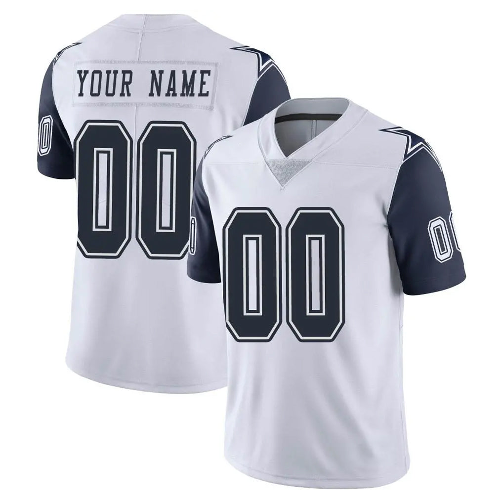 tocy Custom D.Cowboys White-Navy Limited Color Rush Vapor Untouchable Home Game Any Name & Numbers Stitched Jerseys