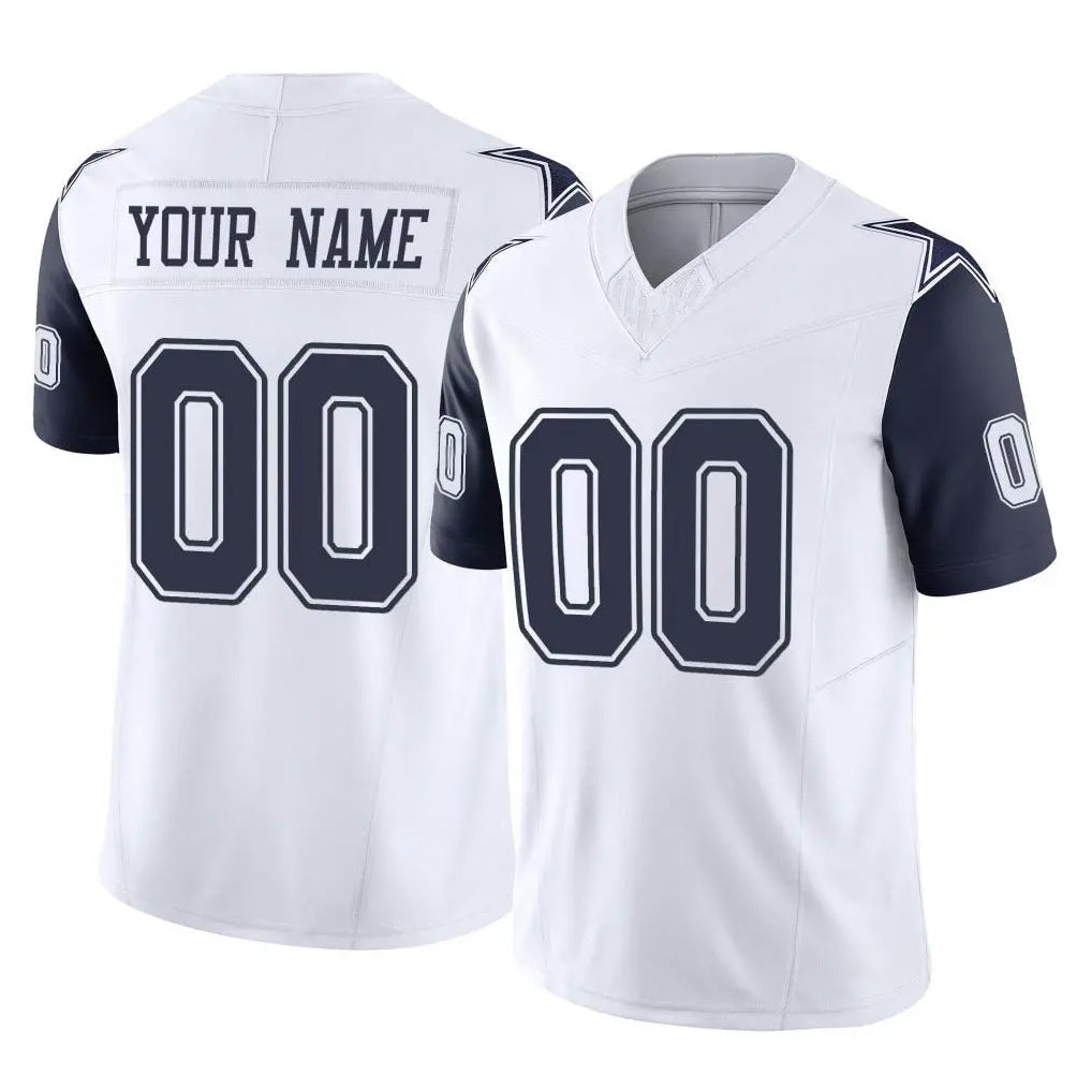 tocy Custom D.Cowboys White-Navy Limited Vapor F.U.S.E. Home Game Any Name & Numbers Stitched Jerseys