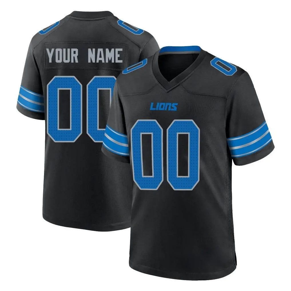tocy Custom D.Lions Black Alternate Home Game Any Name & Numbers Stitched Jerseys