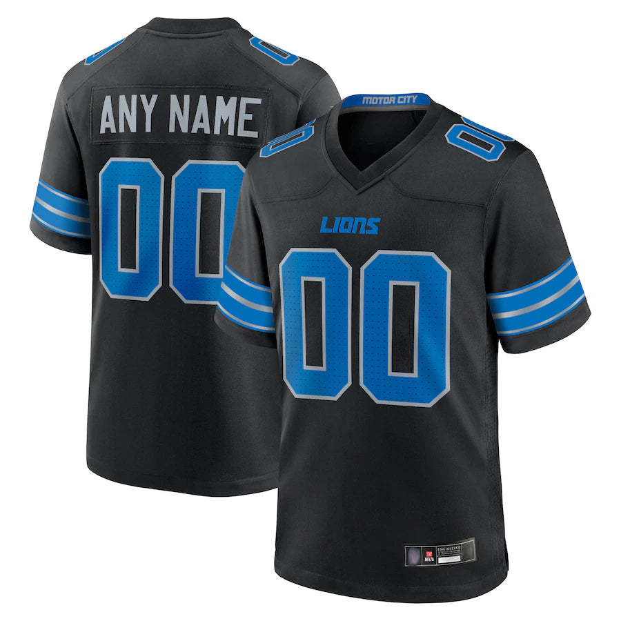 tocy Custom D.Lions Black Home Game Stitched Jerseys