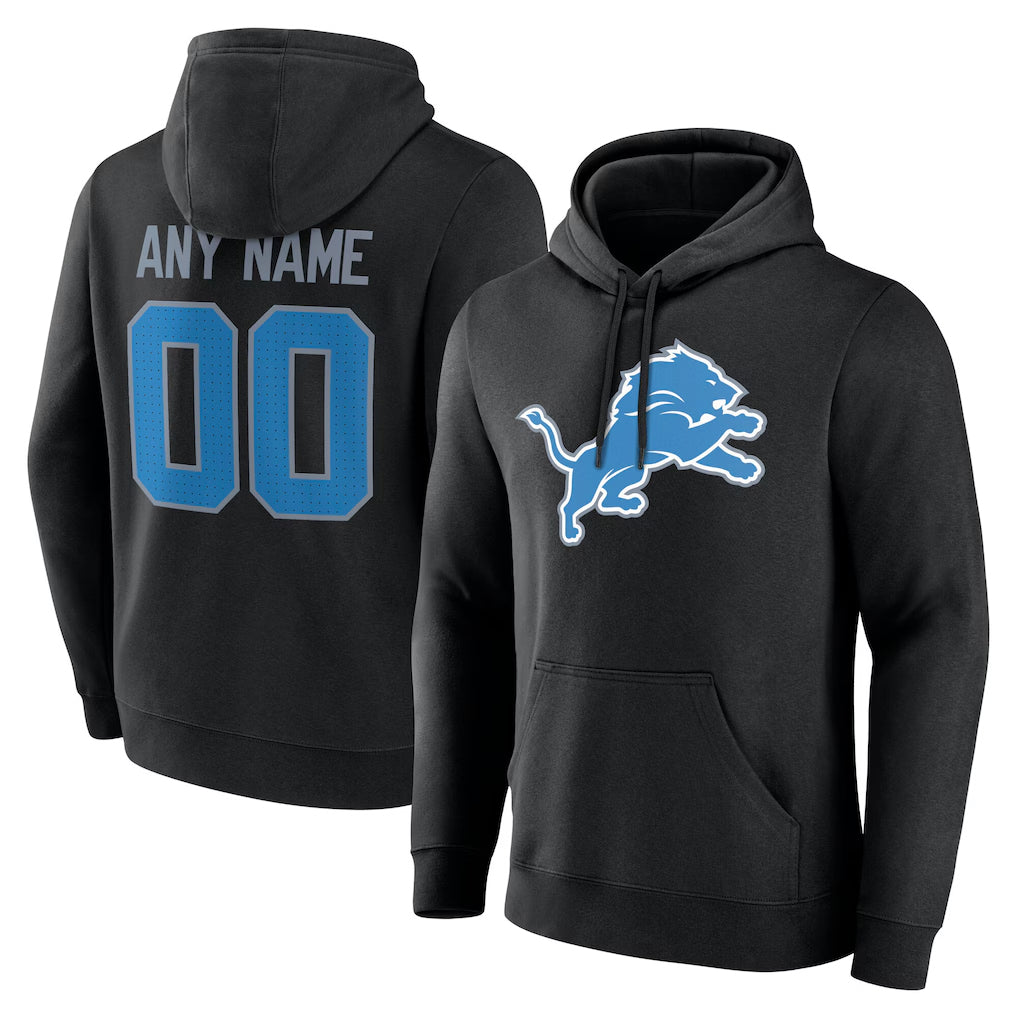 tocy Custom D.Lions Black Pullover Hoodies Limited Any Name & Numbers Stitched Jerseys