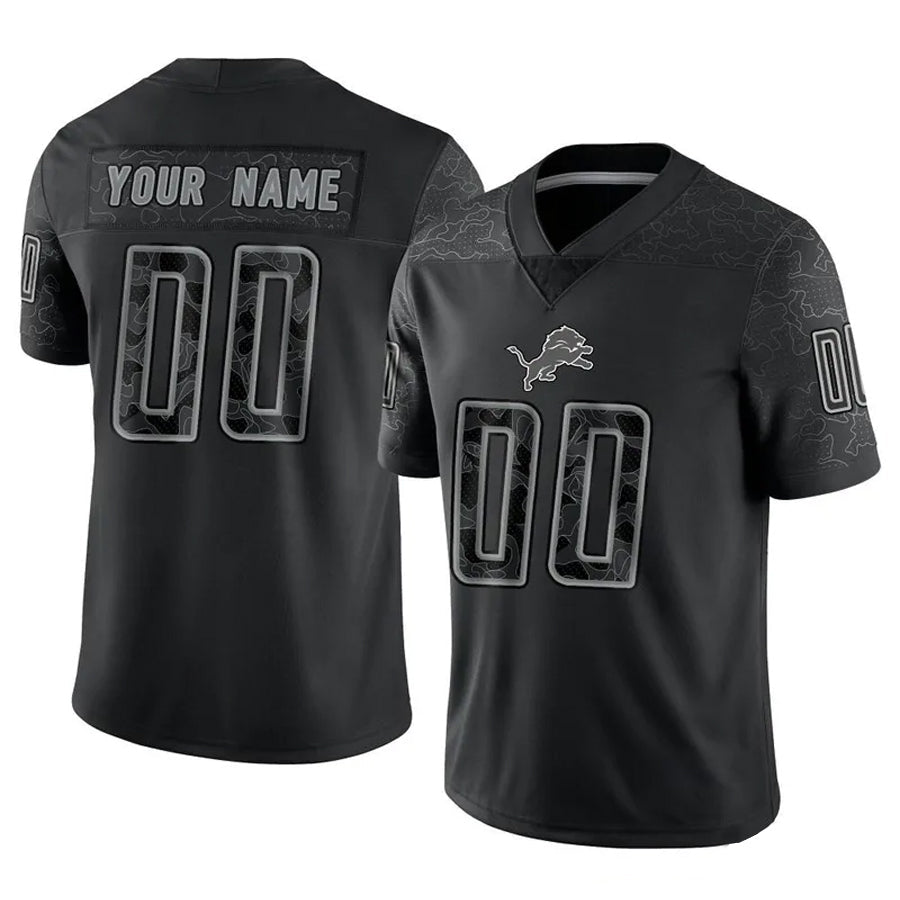 tocy Custom D.Lions Black RFLCTV Limited Stitched Jerseys