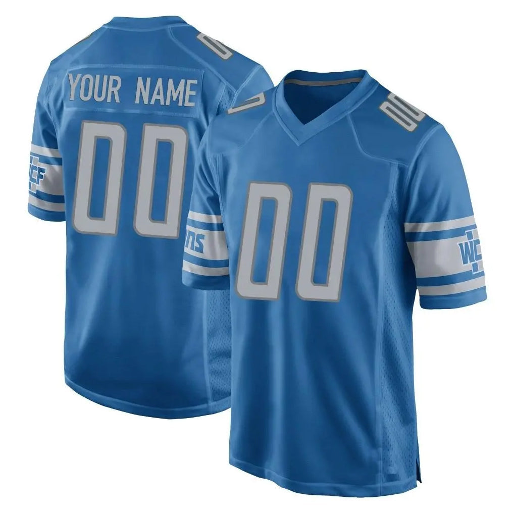 tocy Custom D.Lions Blue Home Game Any Name & Numbers Stitched Jerseys