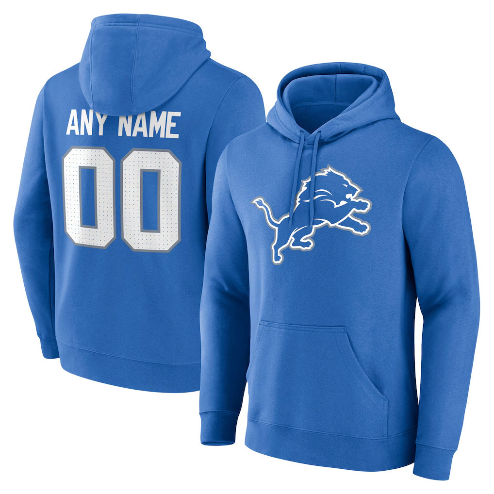 tocy Custom D.Lions Blue Pullover Hoodies Limited Any Name & Numbers Stitched Jerseys