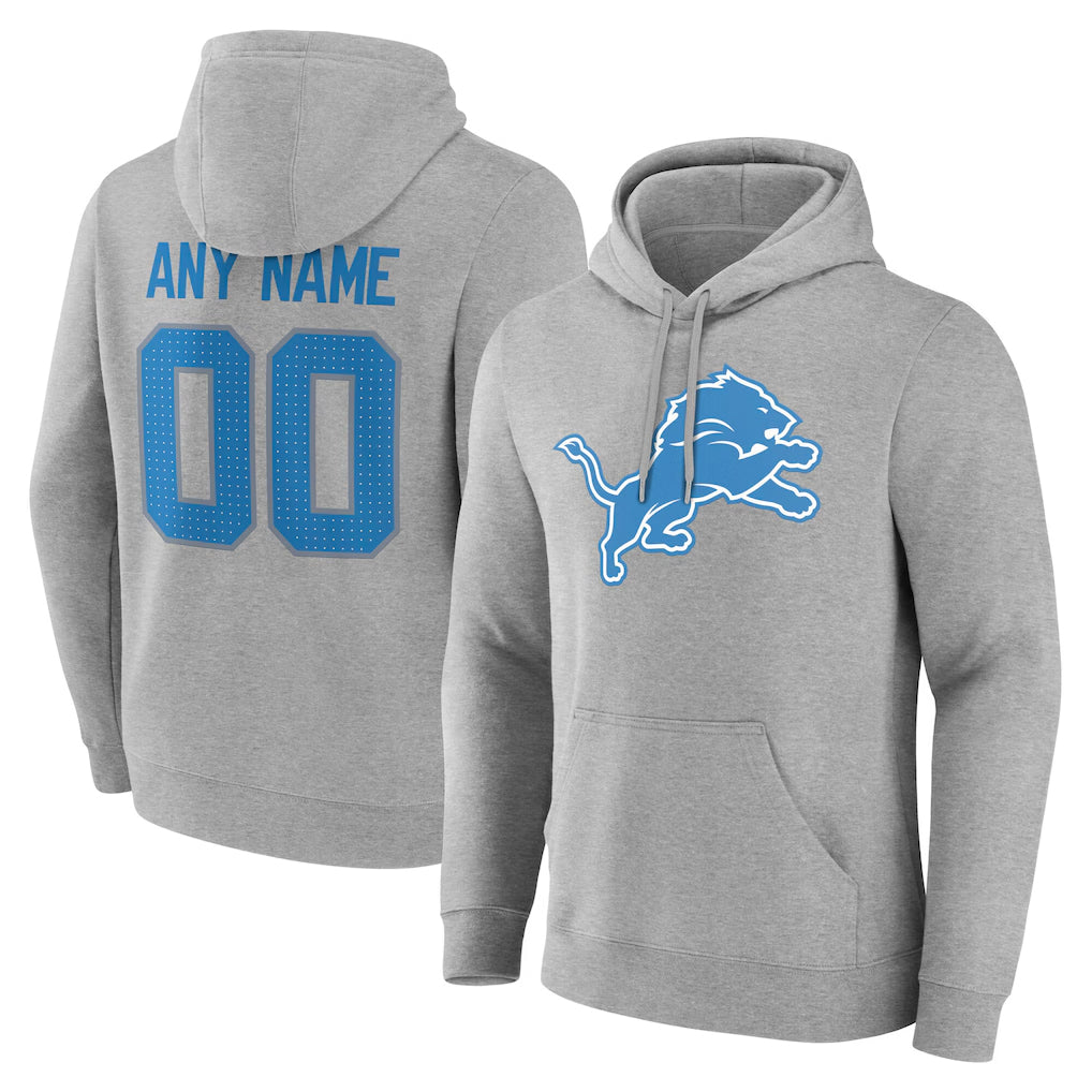tocy Custom D.Lions Gray Pullover Hoodies Limited Any Name & Numbers Stitched Jerseys