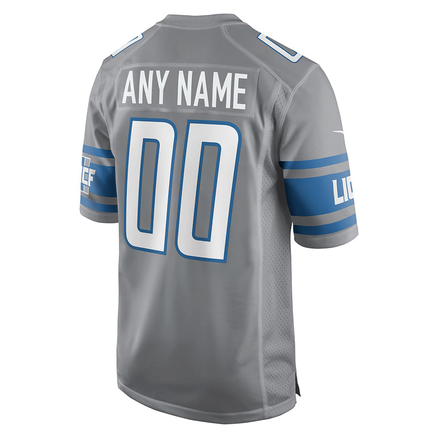 tocy Custom D.Lions Gray Replica Game Stitched Jerseys