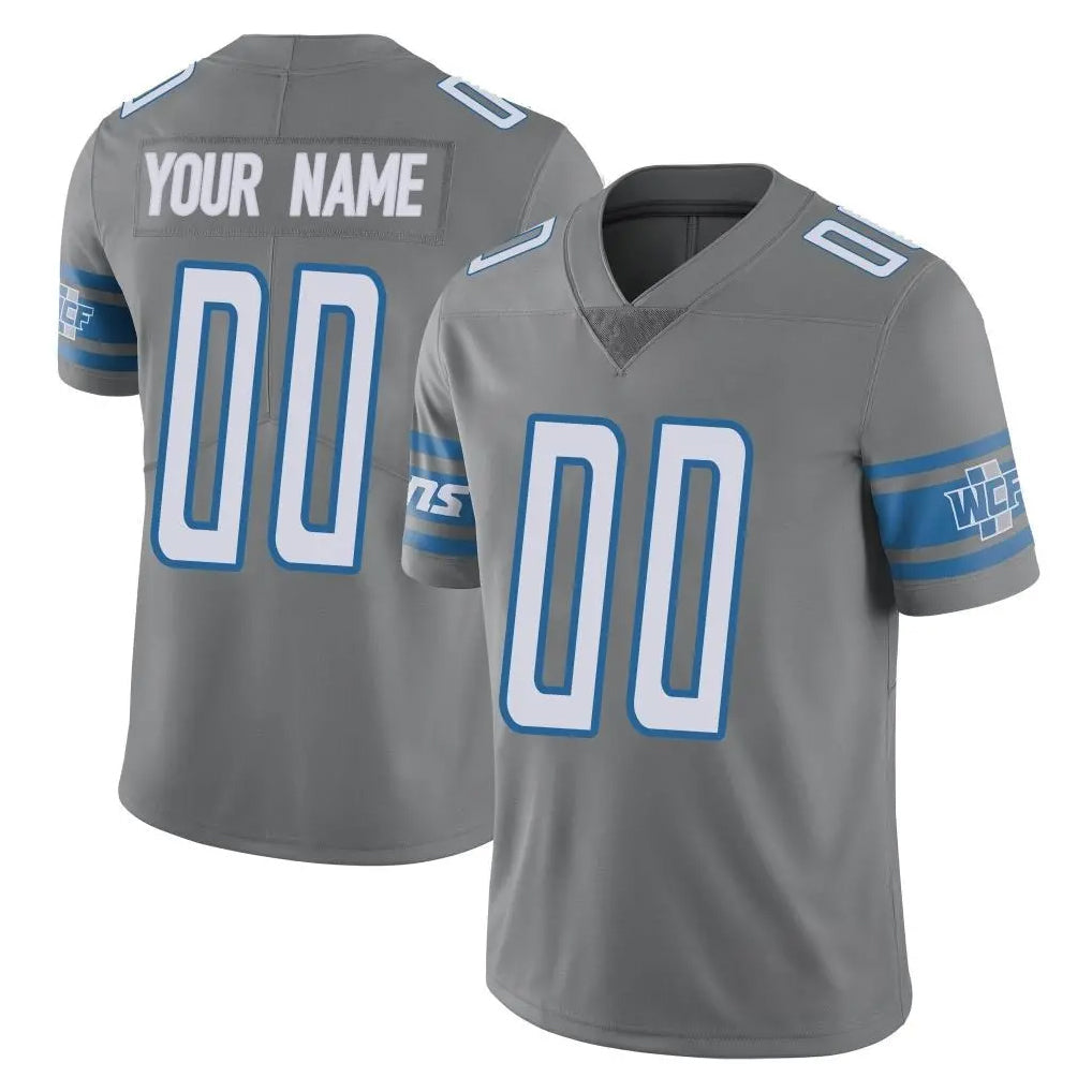 tocy Custom D.Lions Gray Vapor Untouchable Limited Home Game Any Name & Numbers Stitched Jerseys