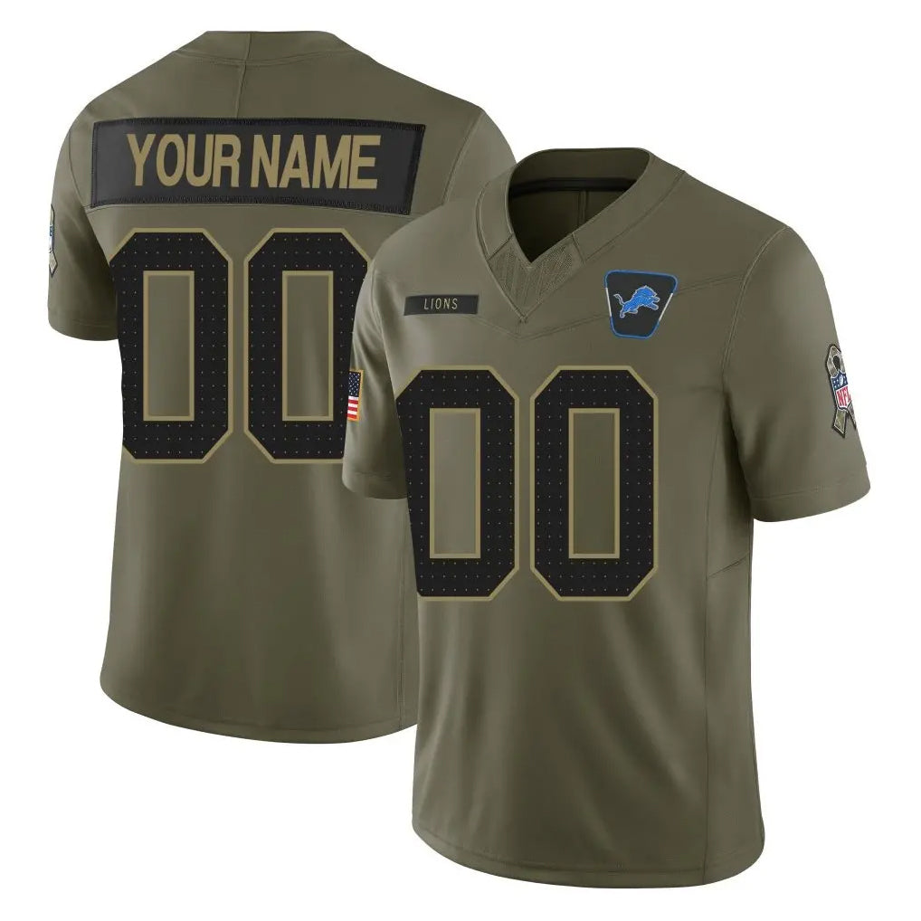 tocy Custom D.Lions Olive 2025 Salute To Service Limited Home Game Any Name & Numbers Stitched Jerseys