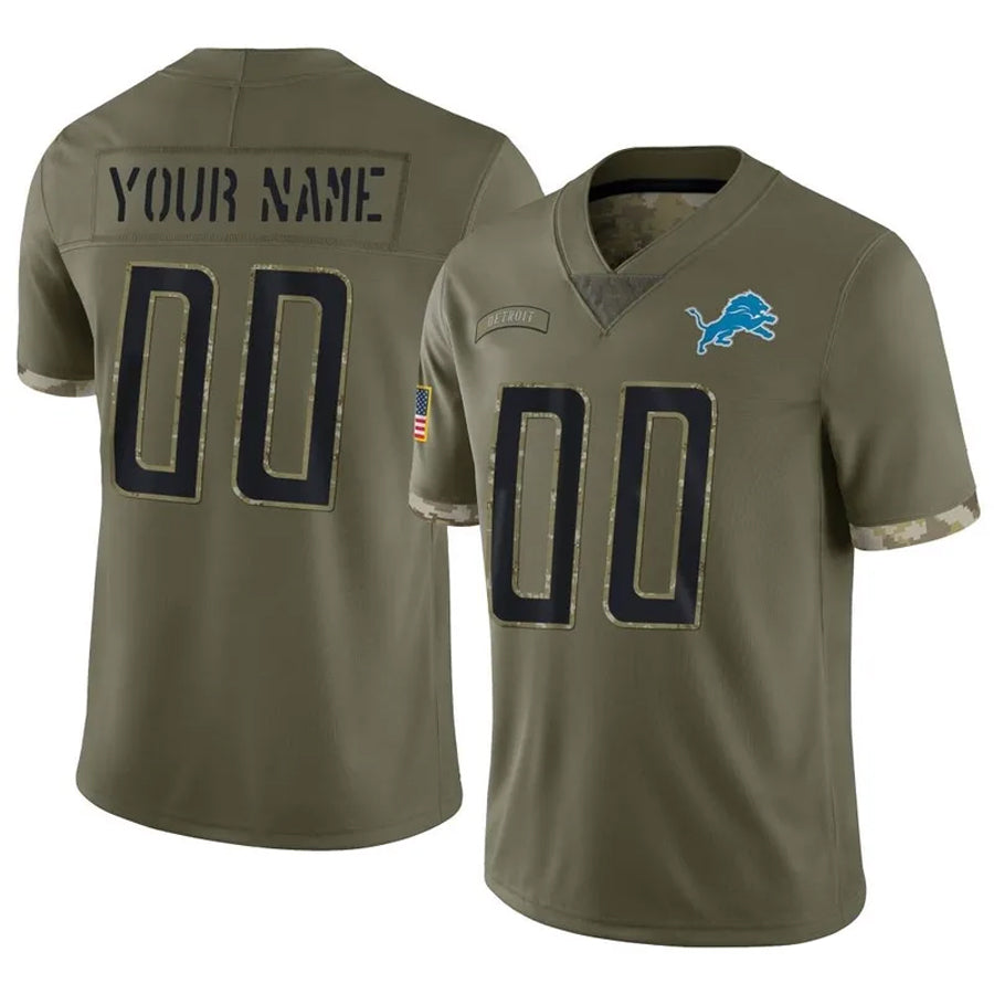 tocy Custom D.Lions Olive Salute To Service Limited Stitched Jerseys