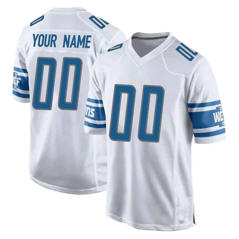 tocy Custom D.Lions White Home Game Any Name & Numbers Stitched Jerseys
