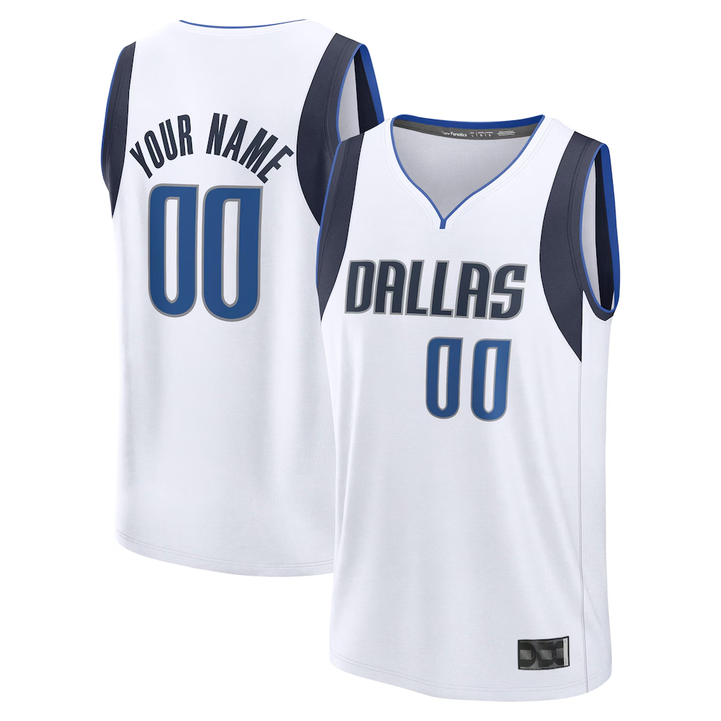 tocy Custom D.Mavericks White Fast Break Jerseys - Association Edition