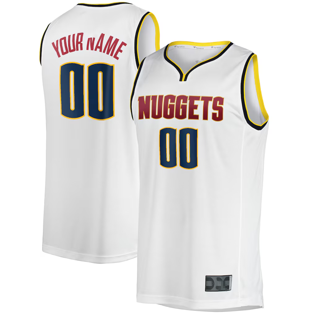 tocy Custom D.Nuggets White Fast Break Replica Jerseys - Association Edition