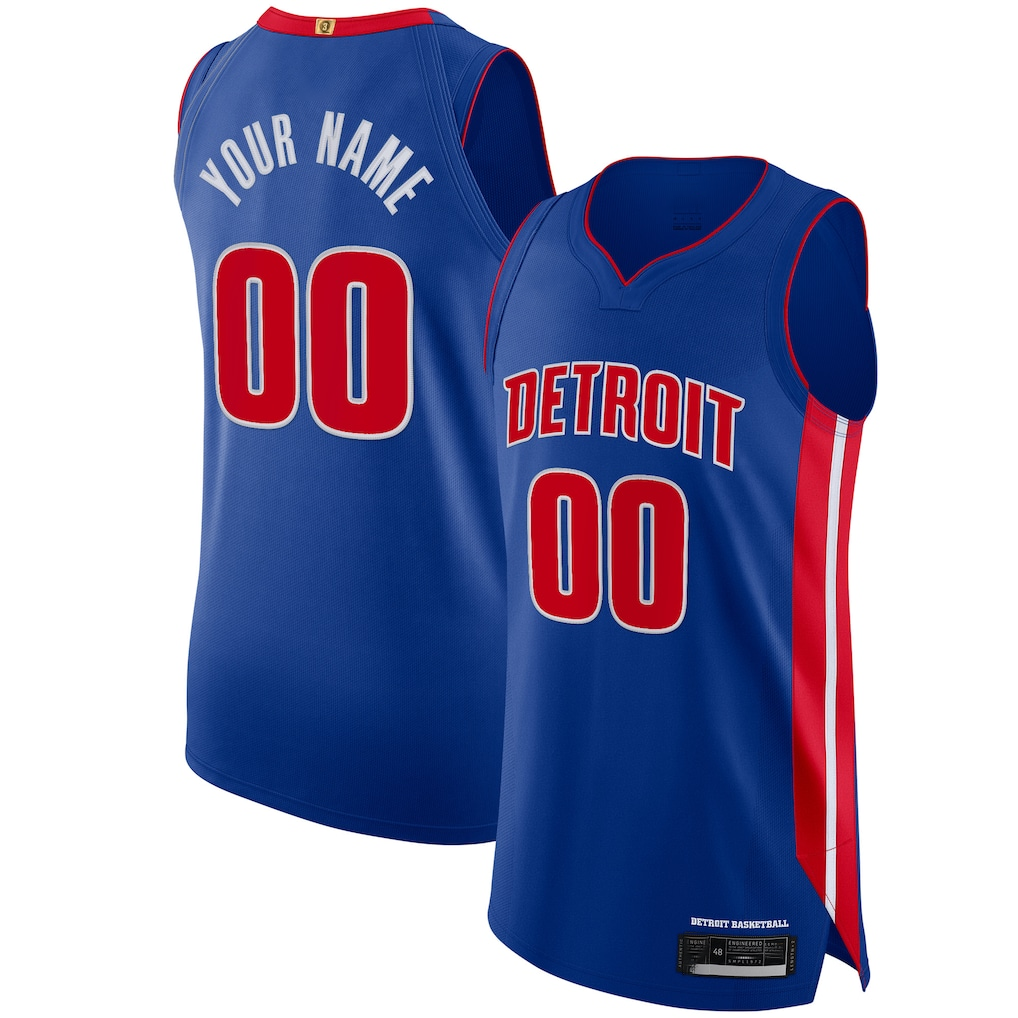tocy Custom D.Pistons Blue Authentic Jerseys - Icon Edition