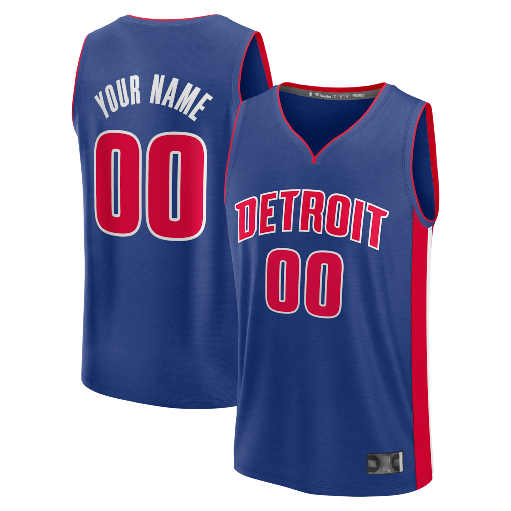 tocy Custom D.Pistons  Blue Fast Break Jerseys - Icon Edition