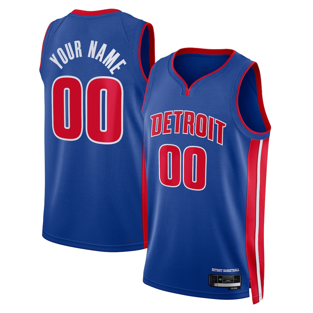 tocy Custom D.Pistons Blue Swingman Jerseys - Icon Edition