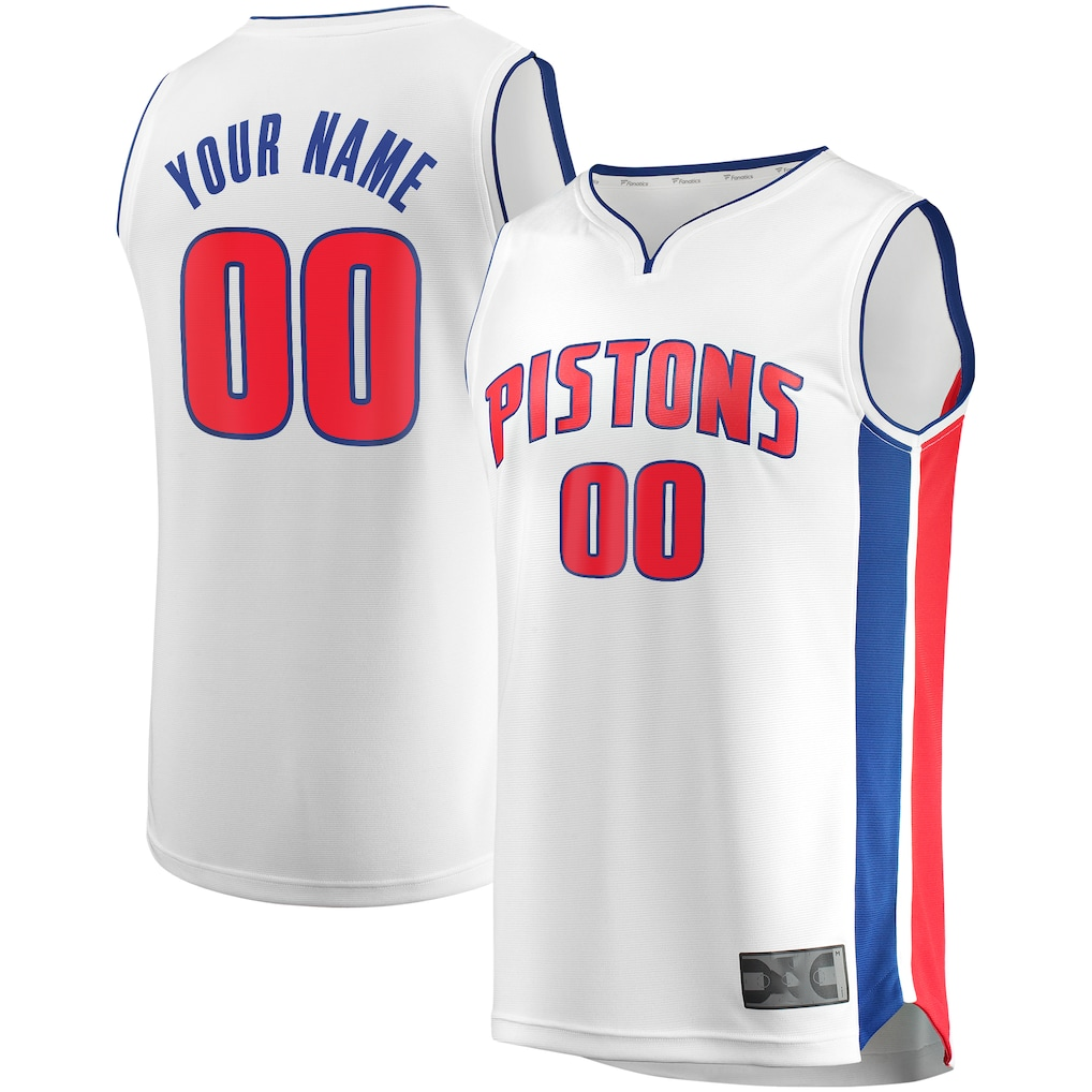 tocy Custom D.Pistons  White Fast Break Replica Jerseys - Association Edition