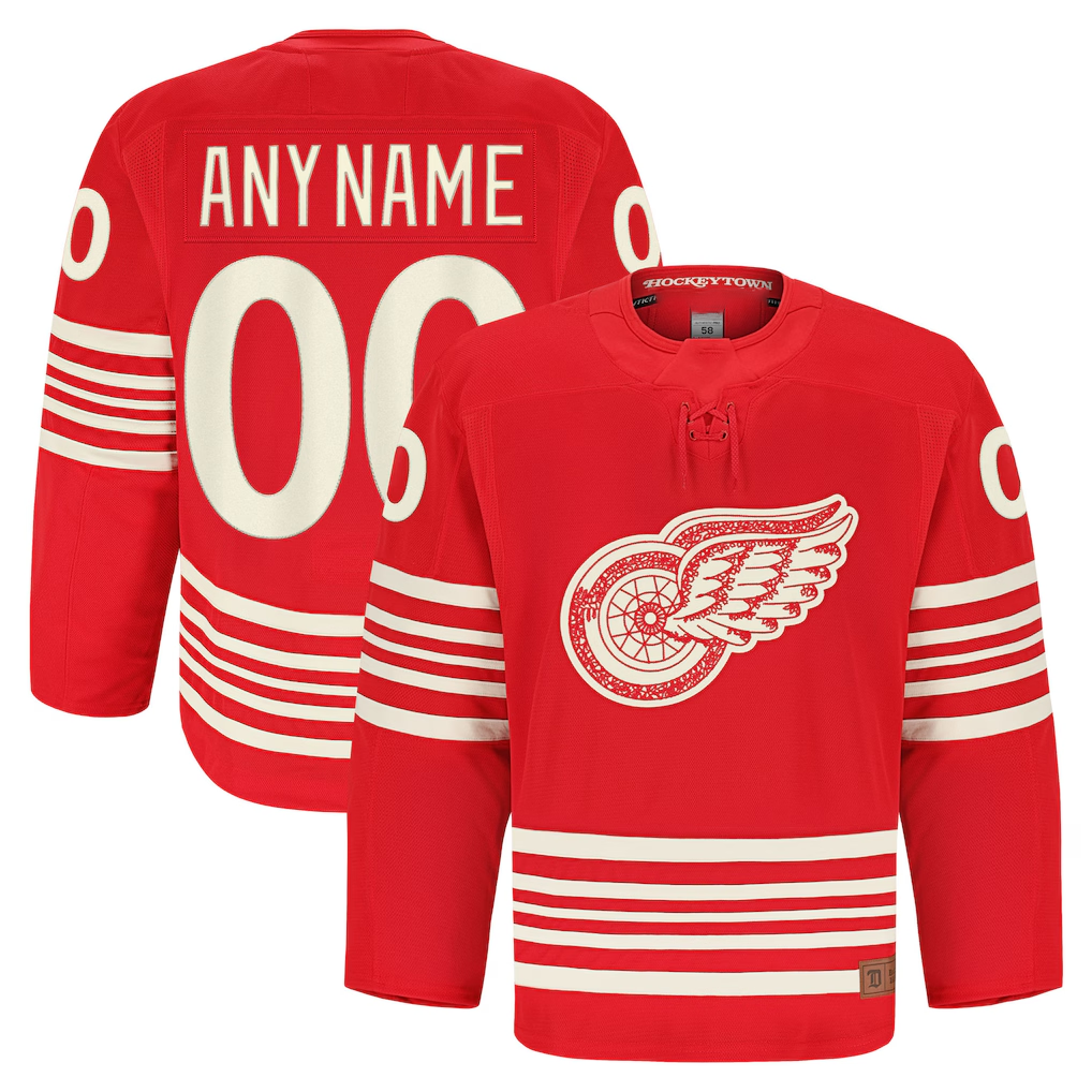 Tocy Custom D.Red wings Red Anniversary Authentic Pro Jerseys