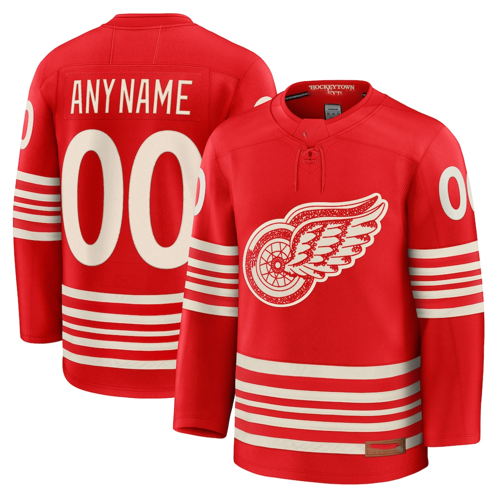 Tocy Custom D.Red wings Red Centennial Premium Jerseys