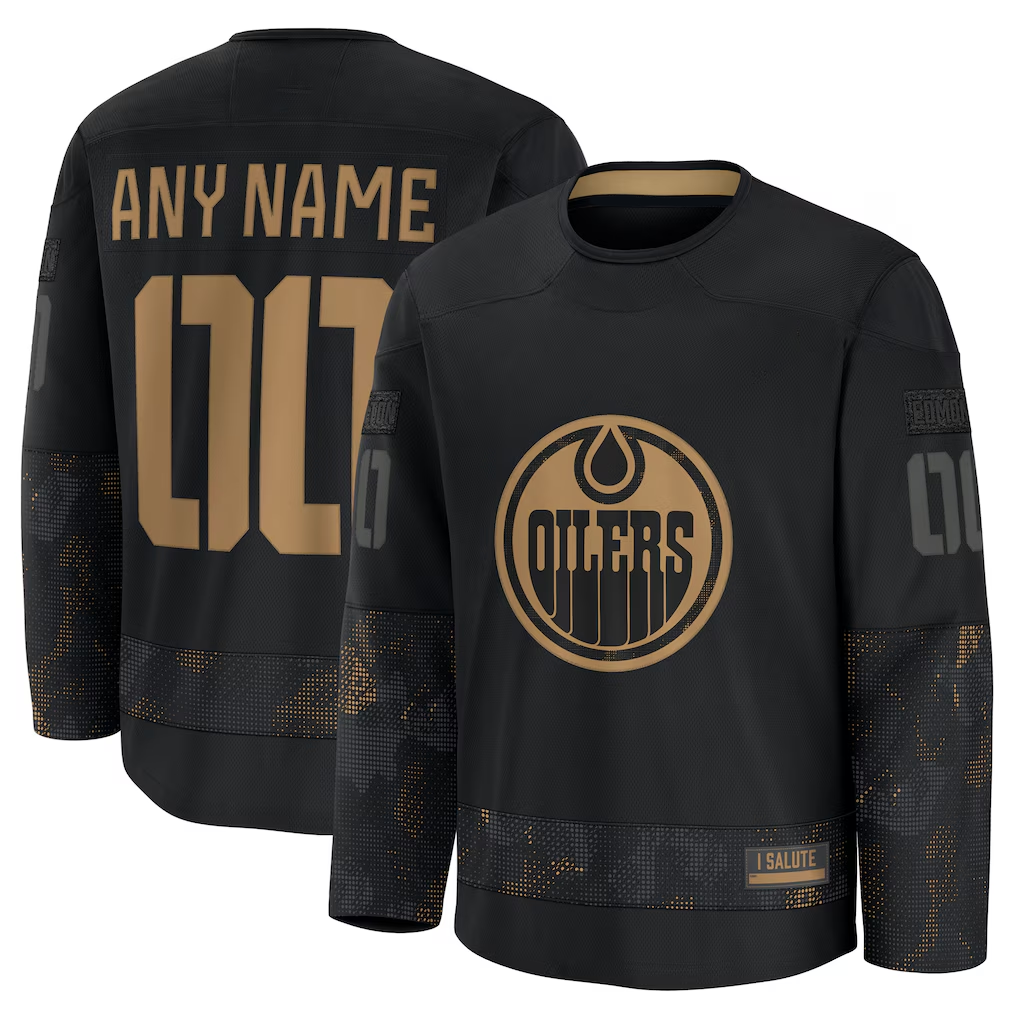Tocy Custom E.Oilers Black 2024 Military Appreciation Practice Jerseys