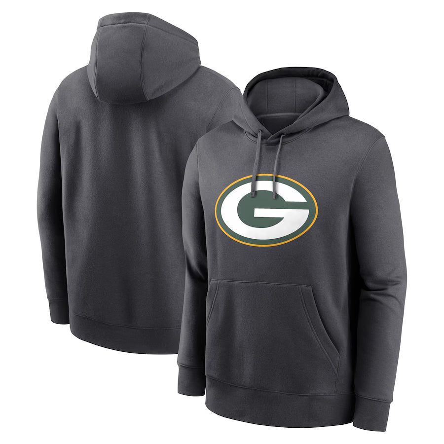 tocy Custom GB.Packers Anthracite Pullover Hoodie Game Stitched Jerseys