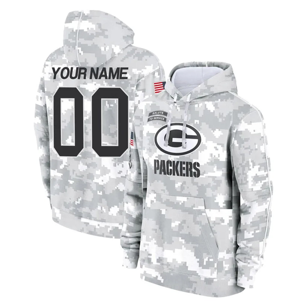 tocy Custom GB.Packers Arctic Camo Salute to Service Hoodies Limited Game Any Name & Numbers Stitched Jerseys