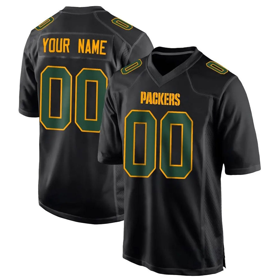tocy Custom GB.Packers Black Fashion Game Stitched Jerseys