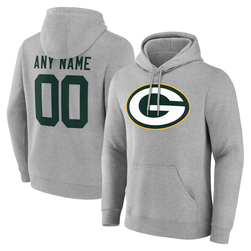tocy Custom GB.Packers Gray Circuit Logo Pullover Hoodies Limited Game Any Name & Numbers Stitched Jerseys