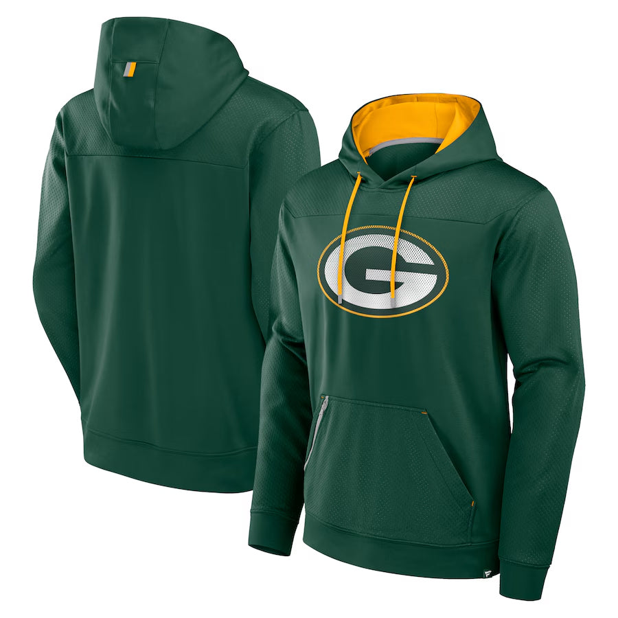 tocy Custom GB.Packers Green Defender Pullover Hoodie Game Stitched Jerseys
