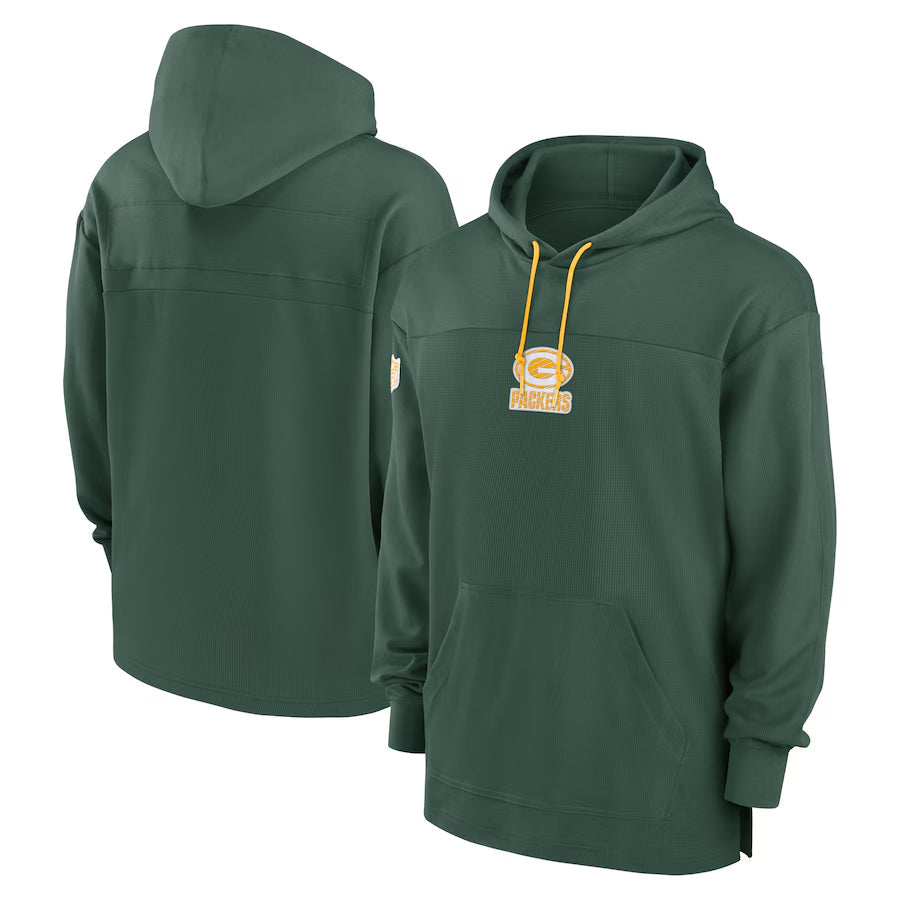 tocy Custom GB.Packers Green Sideline Pullover Hoodie Stitched Jerseys