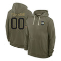 tocy Custom GB.Packers Olive Salute to Service Pullover Hoodies Limited Any Name & Numbers Stitched Jerseys