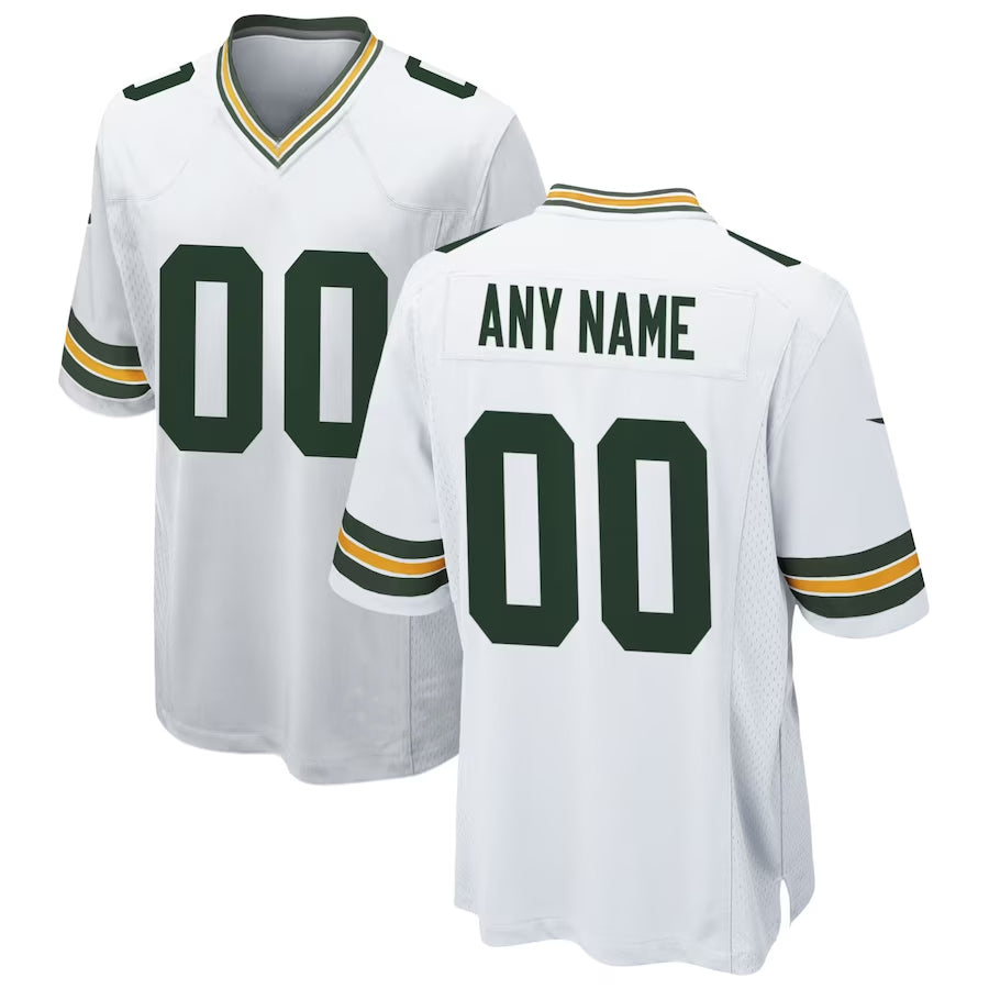 tocy Custom GB.Packers White Home Game Stitched Jerseys