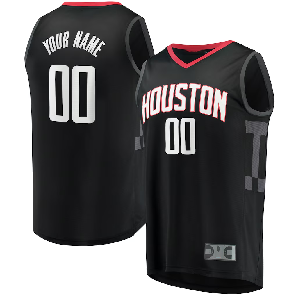 tocy Custom H.Rockets Black Fast Break Replica Stitched Jerseys-Statement Edition