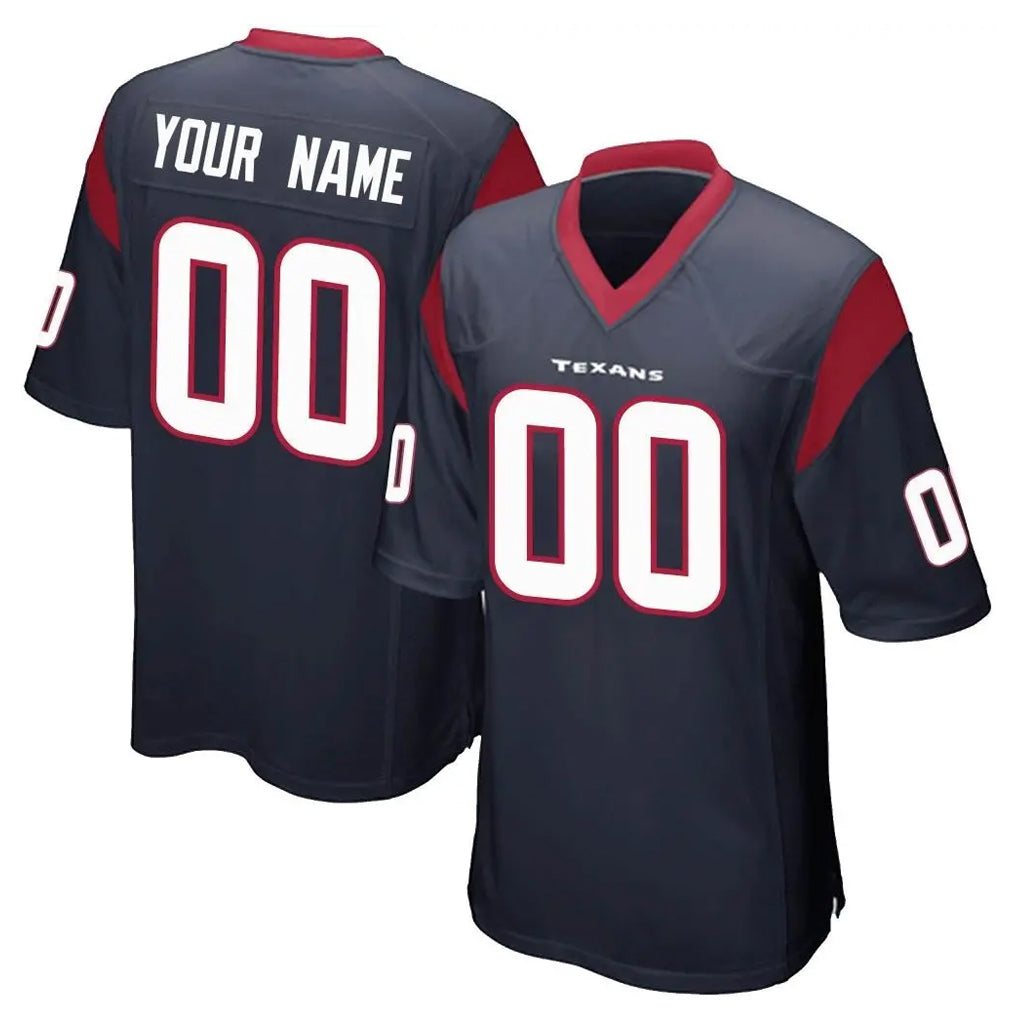 tocy Custom H.Texans Navy Home Game Any Name & Numbers Stitched Jerseys