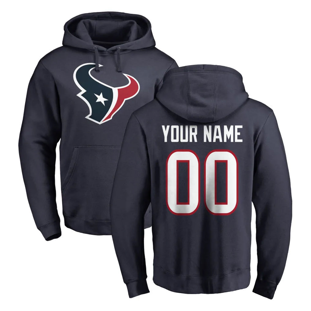 tocy Custom H.Texans Navy Pro Line Pullover Hoodie Limited Game Any Name & Numbers Stitched Jerseys
