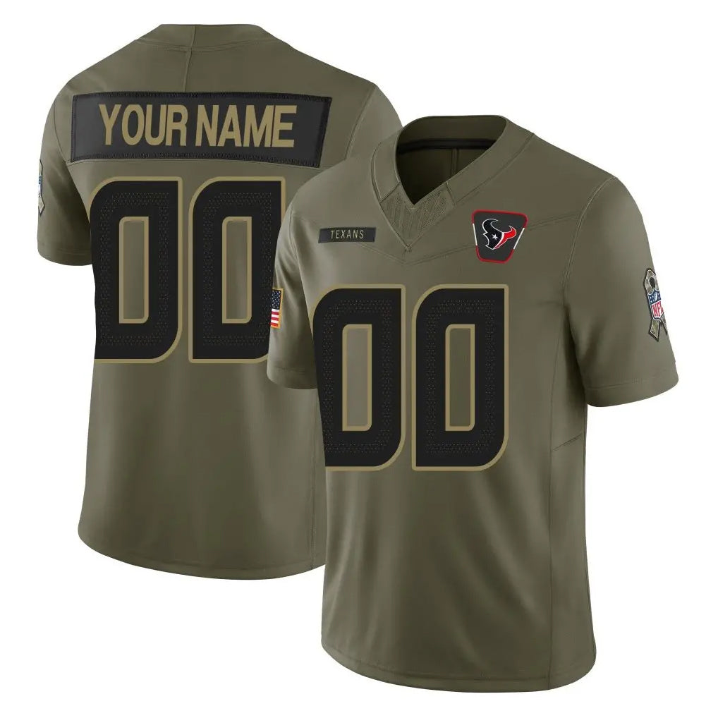 tocy Custom H.Texans Olive 2025 Salute To Service Limited Game Any Name & Numbers Stitched Jerseys