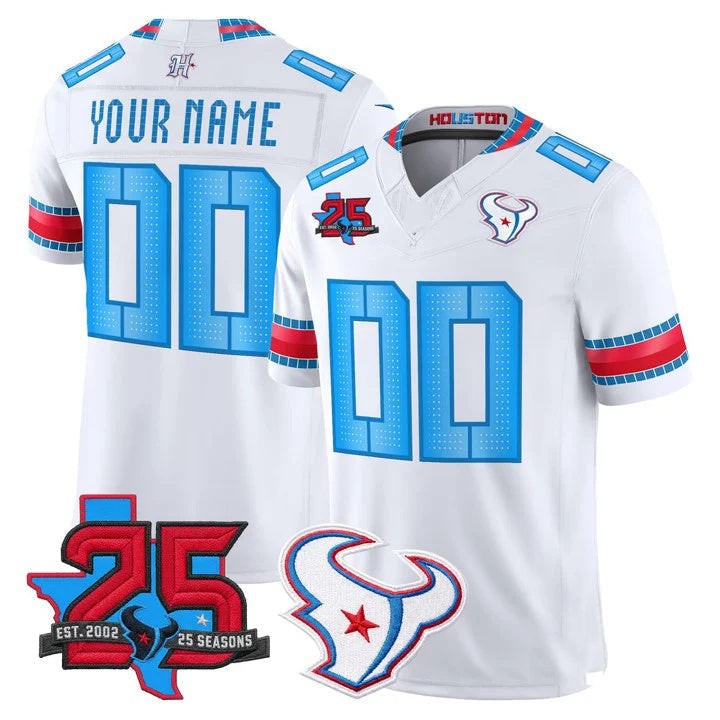 Tocy Custom H.Texans White Rivalries Jersey - All Stitched