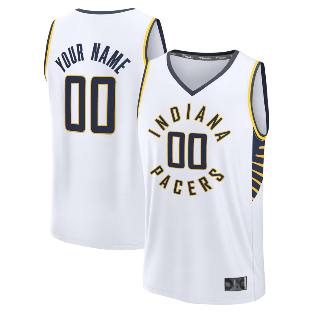 tocy Custom I.Pacers  White Fast Break Jerseys - Icon Edition