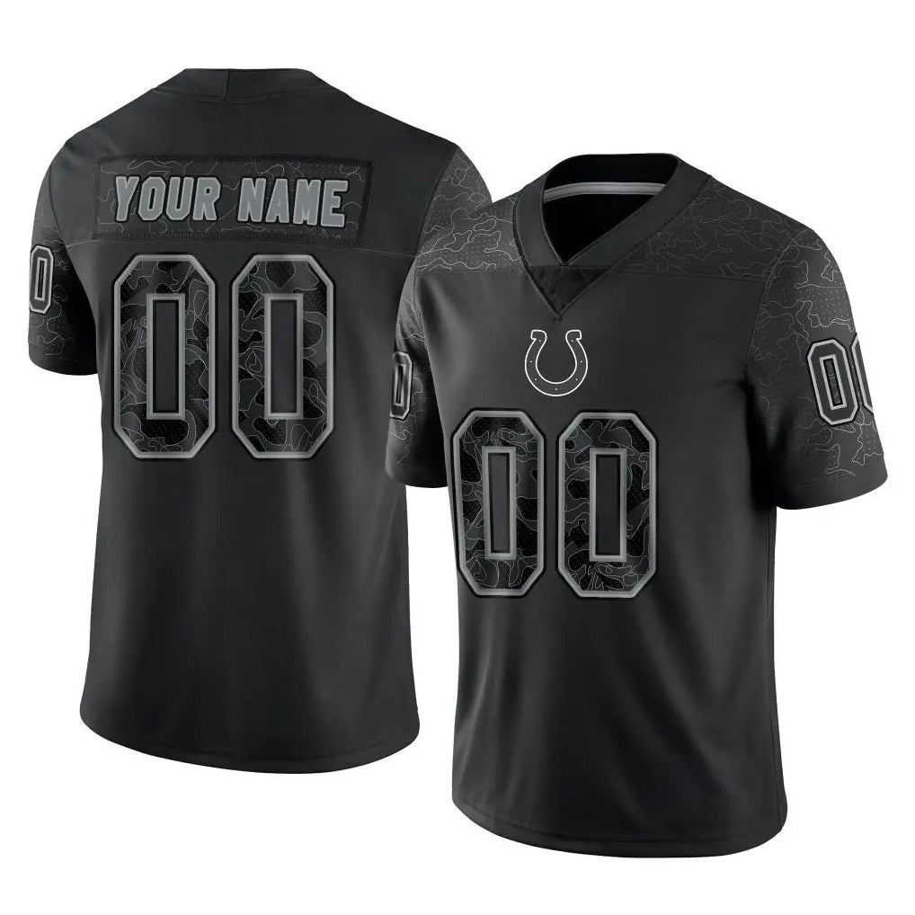 tocy Custom IN.Colts Black Reflective Limited Game Any Name & Numbers Stitched Jerseys