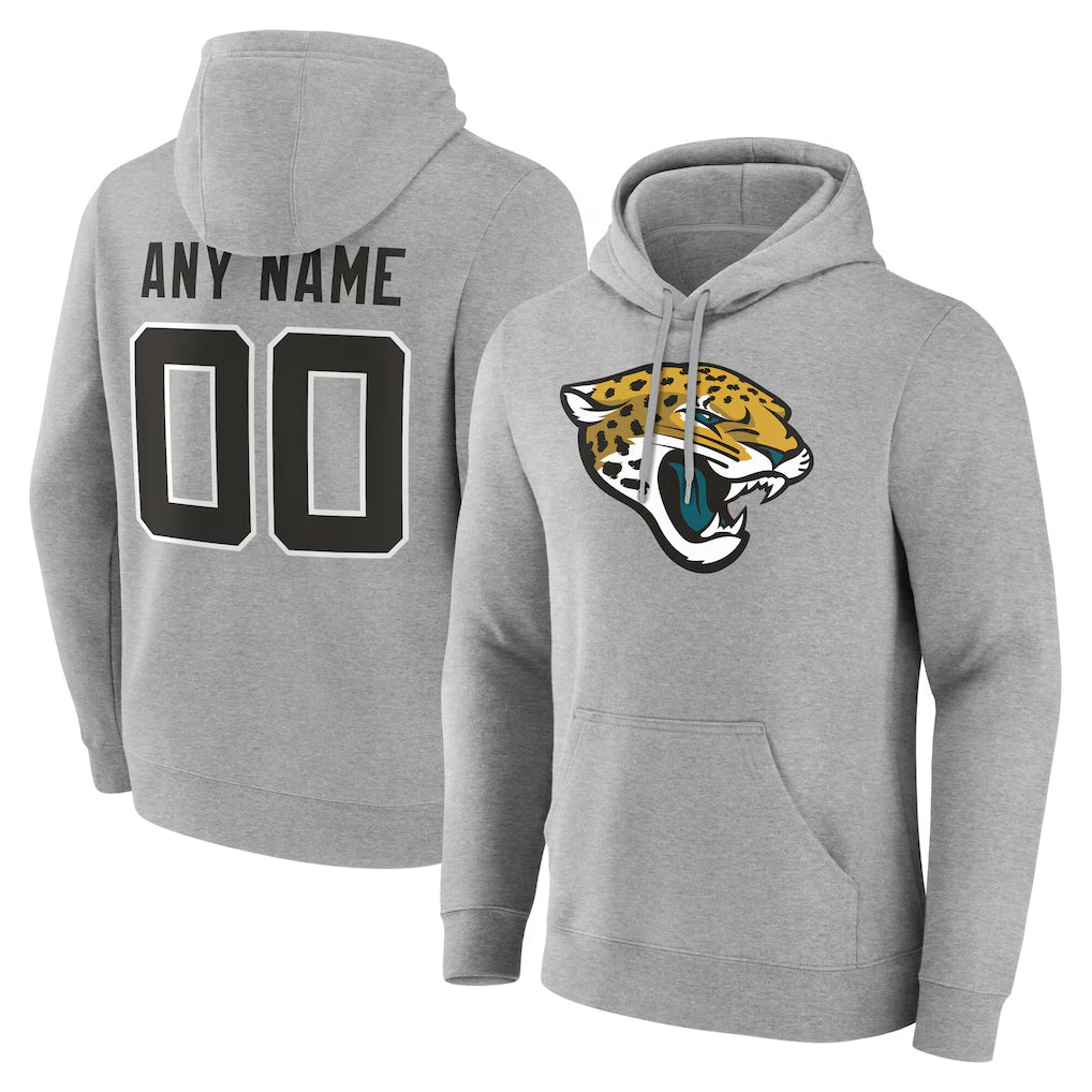 tocy Custom J.Jaguars Gray Pullover Hoodies Any Name & Numbers Limited Stitched Jerseys